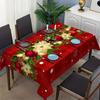 Festive Red Tablecloth with Decorative Elements - Thick Fabric, Easy To Clean, Machine Washable, Perfect for Party and Holiday Decoration