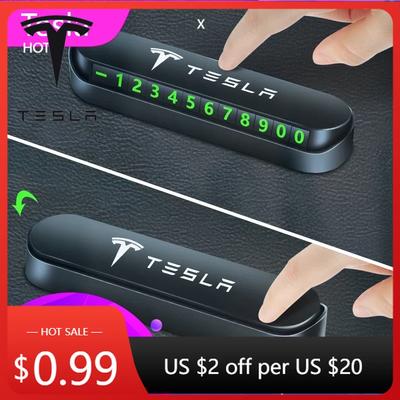 Car Sticker 2025 New Tesla Car Temporary Parking Card Phone Number Plate Car Styling For Tesla Model 3 2021 S X Y Style Roadster
