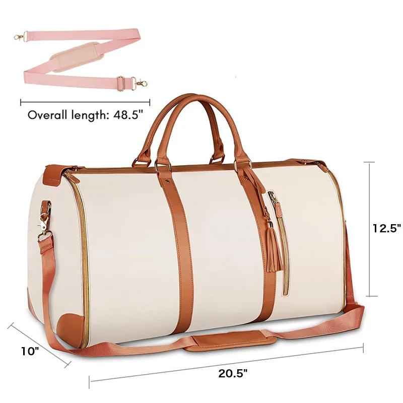 Foldable Women's Travel Convenient Carry-on Clothing Bag Large Capacity PU Leather Duffel Bag Portable Business Travel Bag