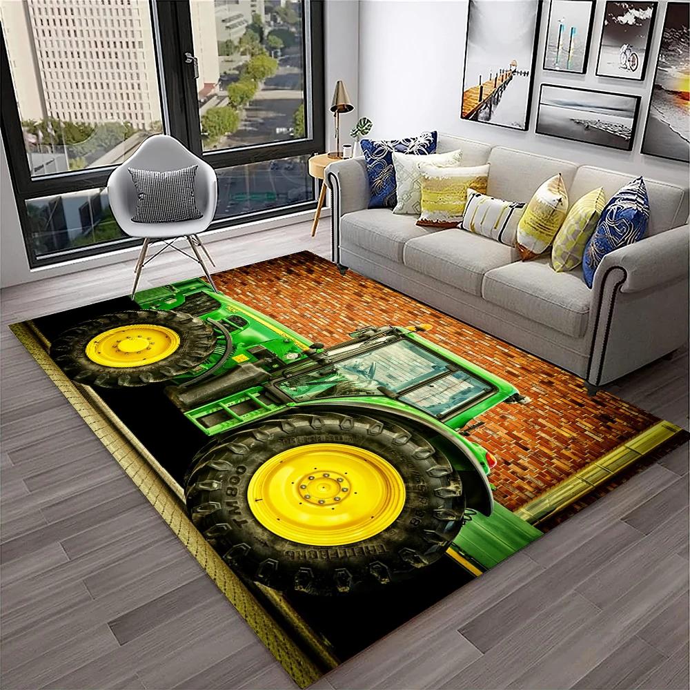 3D Retro Auto Traktor LKW Serie Teppich für Zuhause Wohnzimmer Schlafzimmer Sofa Fußmatte Dekor, Kinderzimmer Teppich Rutschfeste Bodenmatte