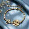 Dawapara Wiccan Women Bracelet Tetragrammaton Witch Knot Double Protection Amulet Pentagram Stainless Steel Jewelry