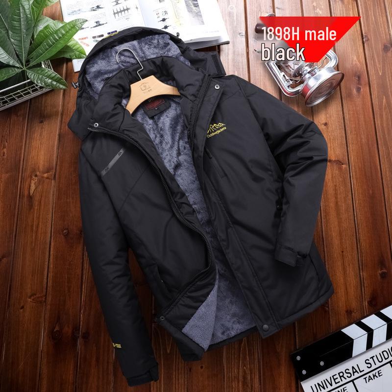 Men's and Women's Waterproof Breathable Outdoor Winter Windbreaker with Fleece Lining
