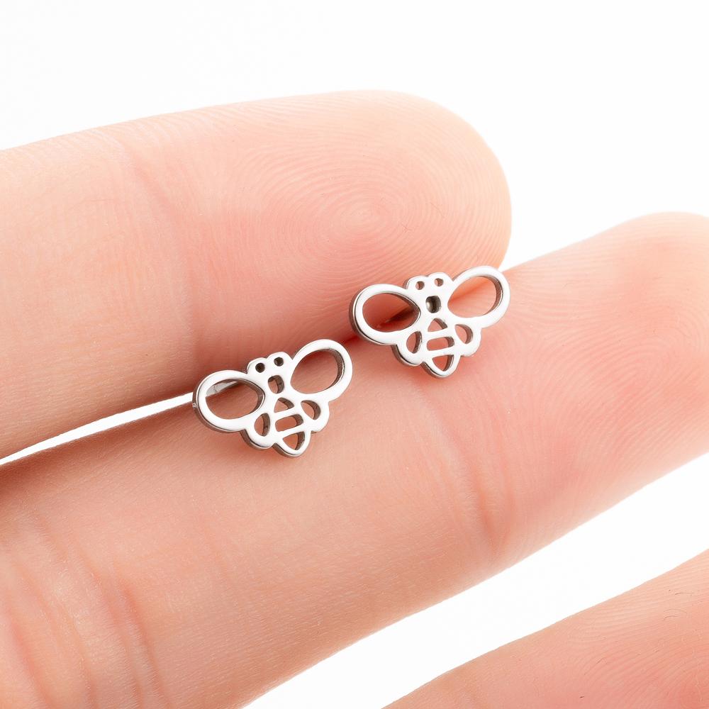 Cute Ballet Earings Women Jewelry Minimalist Puzzle Dinosaur Map Wave Cat Stainless Steel Stud Earrings Girls Pendientes