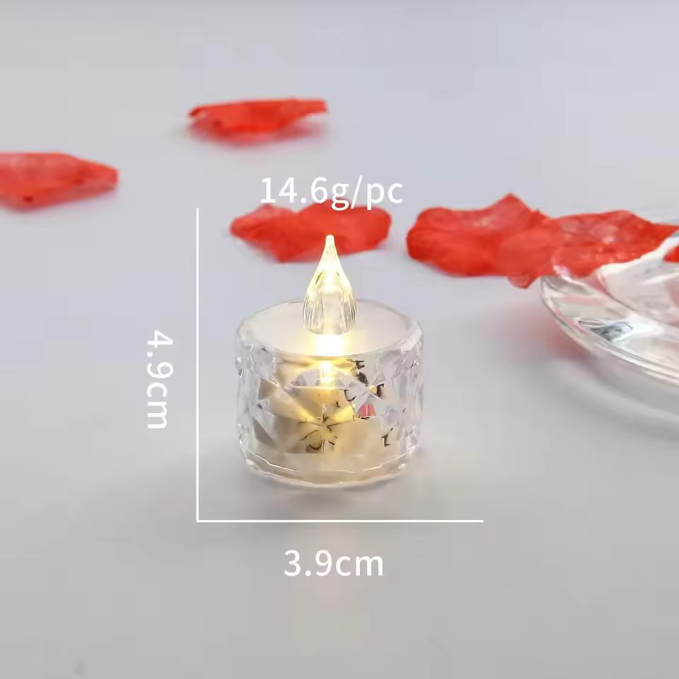 3Pack LED Crystal Candle Light Flameless Candle Light Electronic Night Lamp Dating Party Holiday Home Wedding Decoration