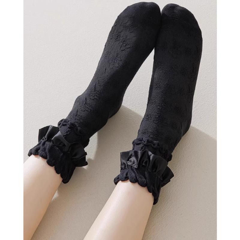3 Pairs Women Spring Summer Female Lady Girls Lace Kawaii Socks Woman Lolita Cute Black White Socks Set