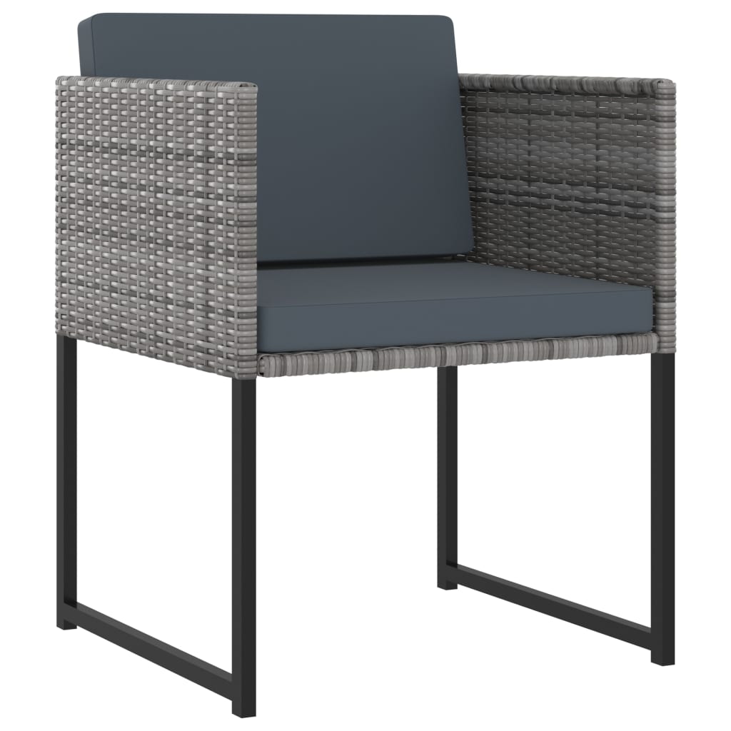 11 Piece Garden Dining Set with Cushions Poly Rattan Gray