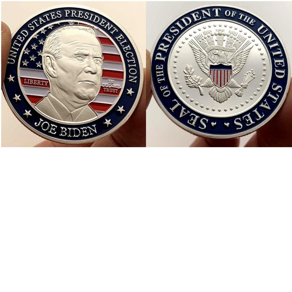 Zlatá mince, 2020 Biden Pozlacená pamětní mince, Sběratelská mince, Zlatá mince s postavou, Pamětní odznak mince
