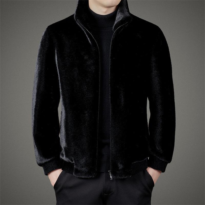 2025 Men's Winter Mink Fur Jacket: Stand Collar, Stylish & Casual Coat for Young and Middle-Aged Men