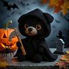 Handmade Crochet Dog Cat Figurine Cute Halloween Knitted Animal with Pumpkin Emotional Support Gift for Dog Cat Lovers