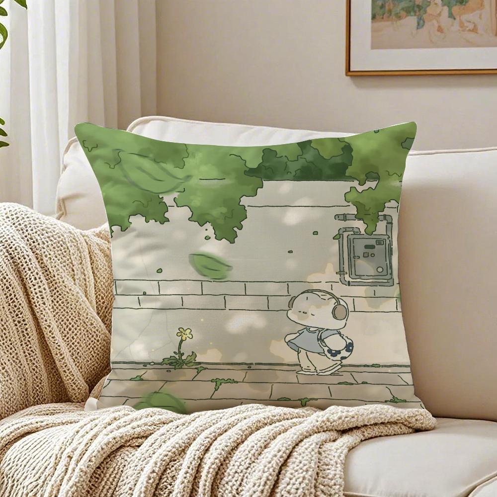 Art S-Somdoo Cute Animals Quiat Peaceful Cushion Cover Linen Pillowcase Soft For Sofa Bed Home Room Decor