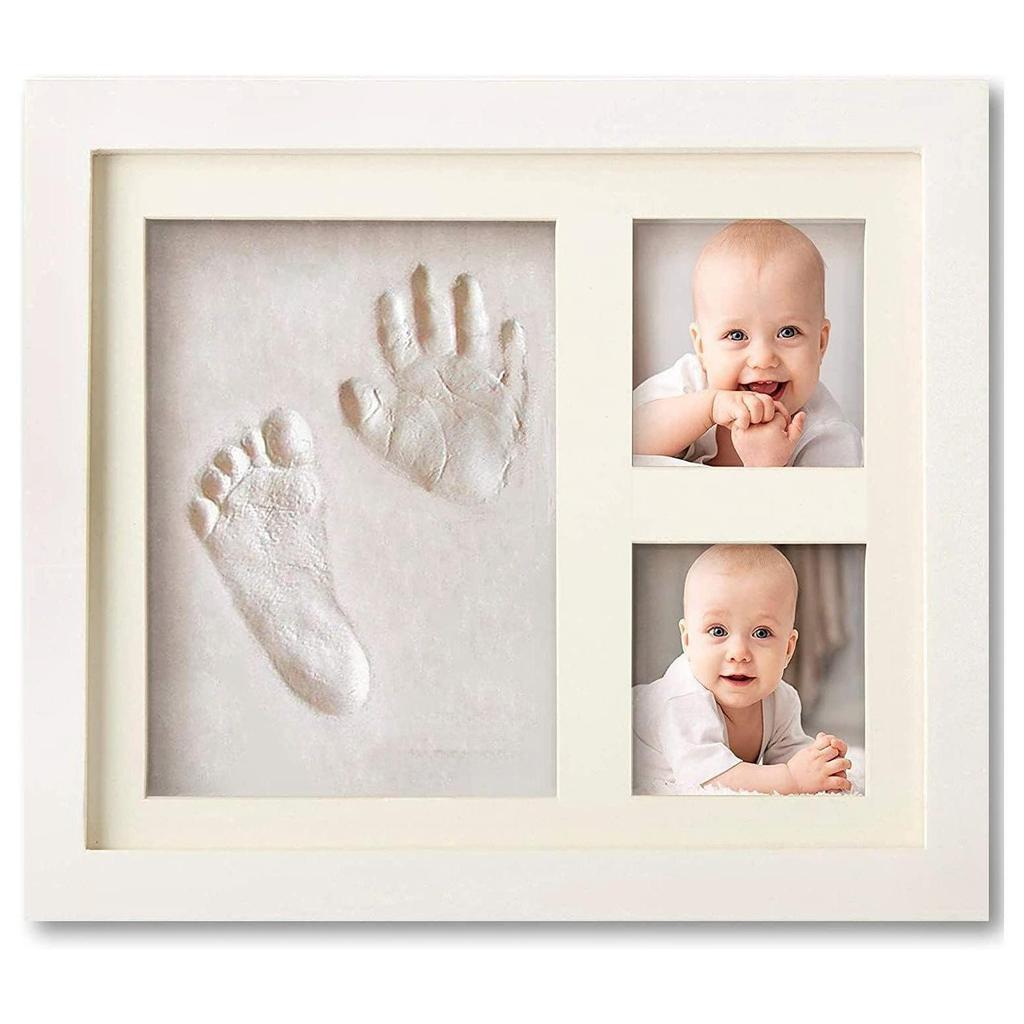 DIY Ink Pad Frame for Baby Hand & Footprints, 100-Day Memories, Pet Memorial, Wooden Photo Album