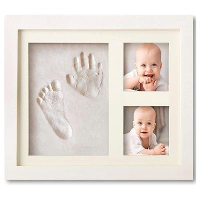 DIY Ink Pad Frame for Baby Hand & Footprints, 100-Day Memories, Pet Memorial, Wooden Photo Album