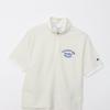 Champion Short Sleeve Half Zip Shirt UV with Embroidered Design Women's (CW-BG302), Off-White, Heat-Shielding, Protection, Quick-Drying,