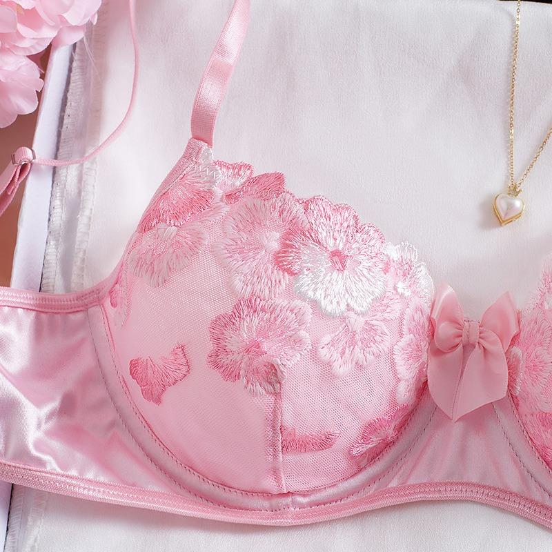 Exy suit small fresh flower embroidered bra underwear sexy temptation bra set