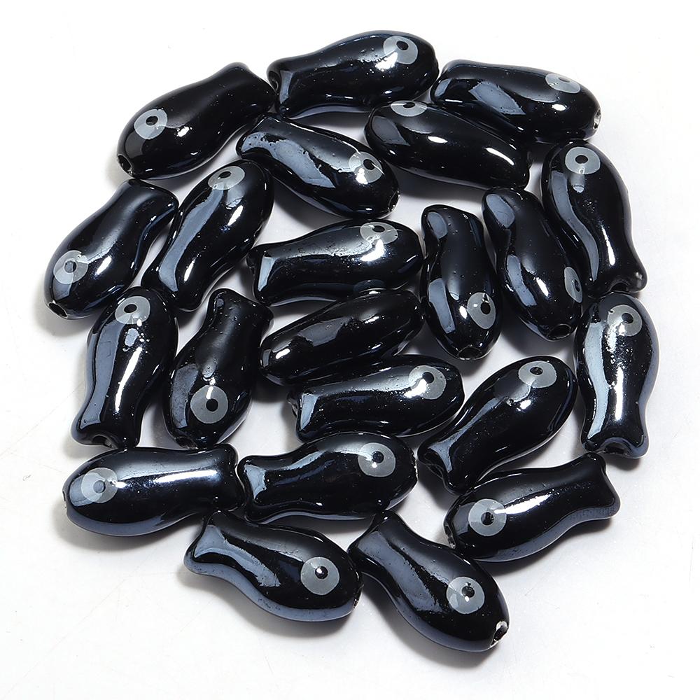 10pcs Retro Small Fish Beads Colorful Cute Ceramic Loose Spacer Beads For Jewelry Making DIY Necklace Phone Chains Accessories