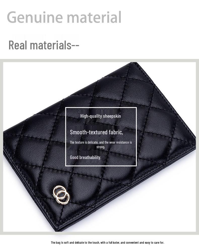 Chic Lambskin Diamond-Pattern Bi-Fold Passport & ID Wallet