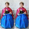 Gefrorene Mädchen Kinder Elsa Wunderschönes Kleid Prinzessin Anna Partyrock Rollenspiel Kostüm Rosenrot und Blau 6-7 Jahre
