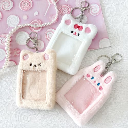 G-Trigger Animal-Shaped Trading Card Case, Anime Card Case, Collectible Book, Trading Card Holder, Korean Merchandise, Pink, Fluffy Rabbit