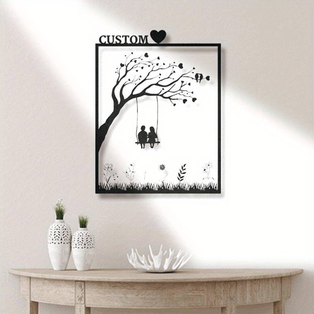 Arte de Parede em Metal Design de Coração Familiar Decoração de Casa Presente de Natal Ano Novo