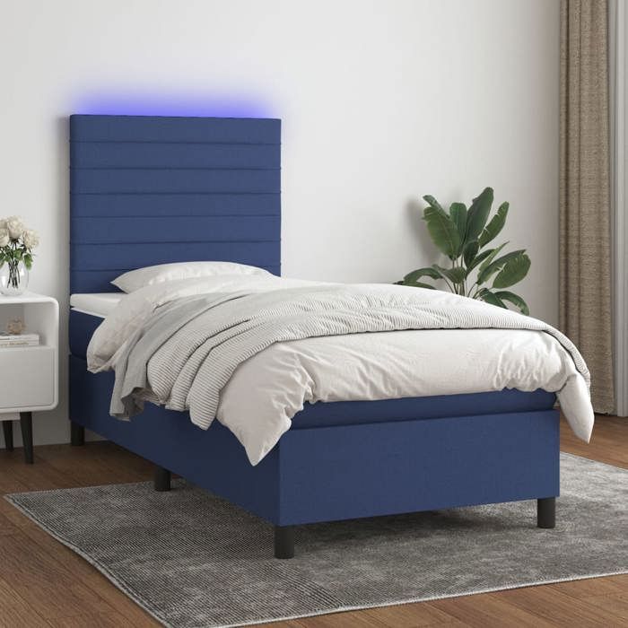 VidaXL Sommier à Lattes de Lit avec Matelas et LED, Lit Rembourré, Lit Simple, Lit Adulte de Chambre à Coucher Intérieur, 3134923