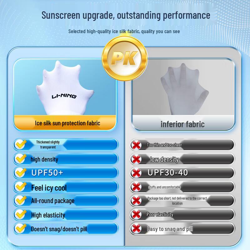 LI-NING Unisex UV Sun Protection Ice Silk Arm Sleeves