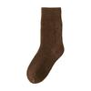 Warm Wool Blend Mid-Calf Socks Women Winter Thick Fleece-Lined Solid Color Casual Crew