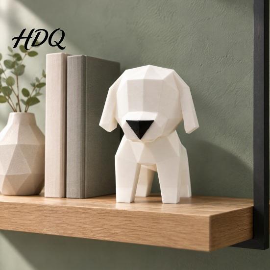 Modern Desk Accessories 3D Printed Geometric Puppy Figurine Minimalist Dog Statue Creative Animal Crafts Cute Artistic Sculpture for Home