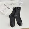 Socks Women'S Solid Color Bow Women'S Socks Double Needle Draw Strips Versatile Stack Of Socks Trendy Gray Socks
