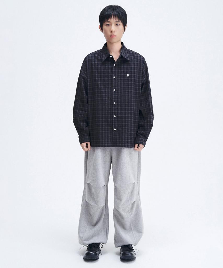 SLOW RECORD HOUSE Vintage Check Shirt_Black
