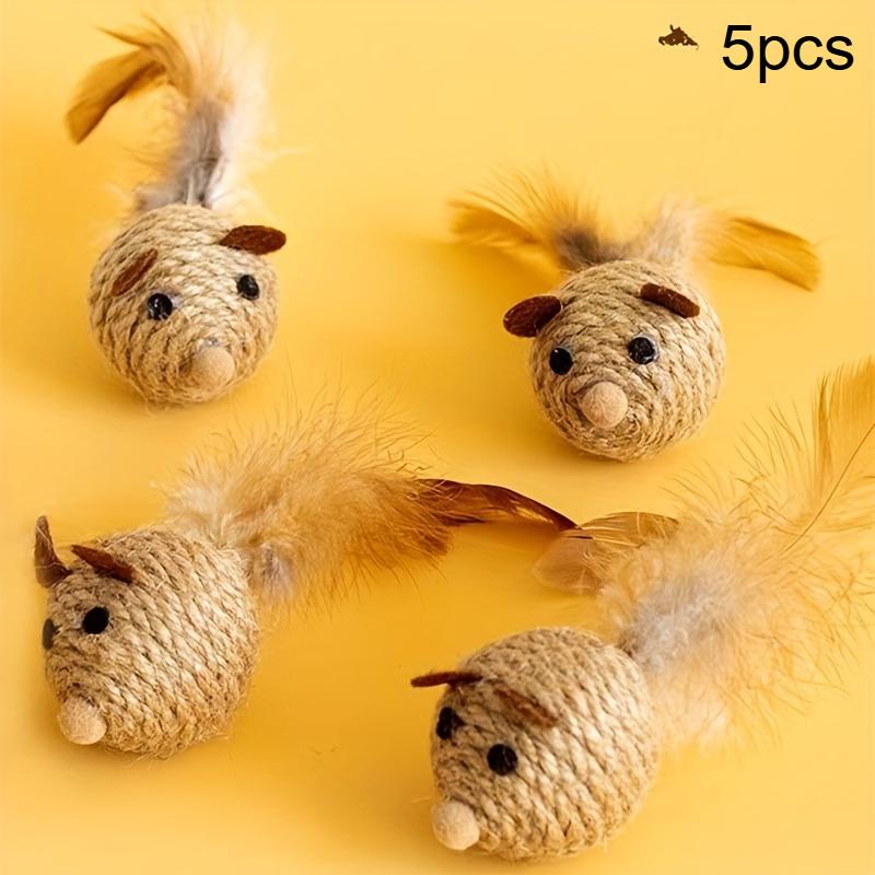 5pcs Cat toys for indoor cats, Sisal Cat Toy, Cat sisal chew toy,Cat toy interactive,Cat Toy Set with Sisal & artificial feather