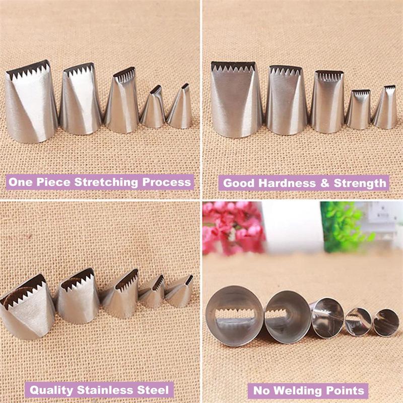 Korean Style 7-Piece Ruffle Piping Tips Set - 304 Stainless Steel Cake Decorating Kit