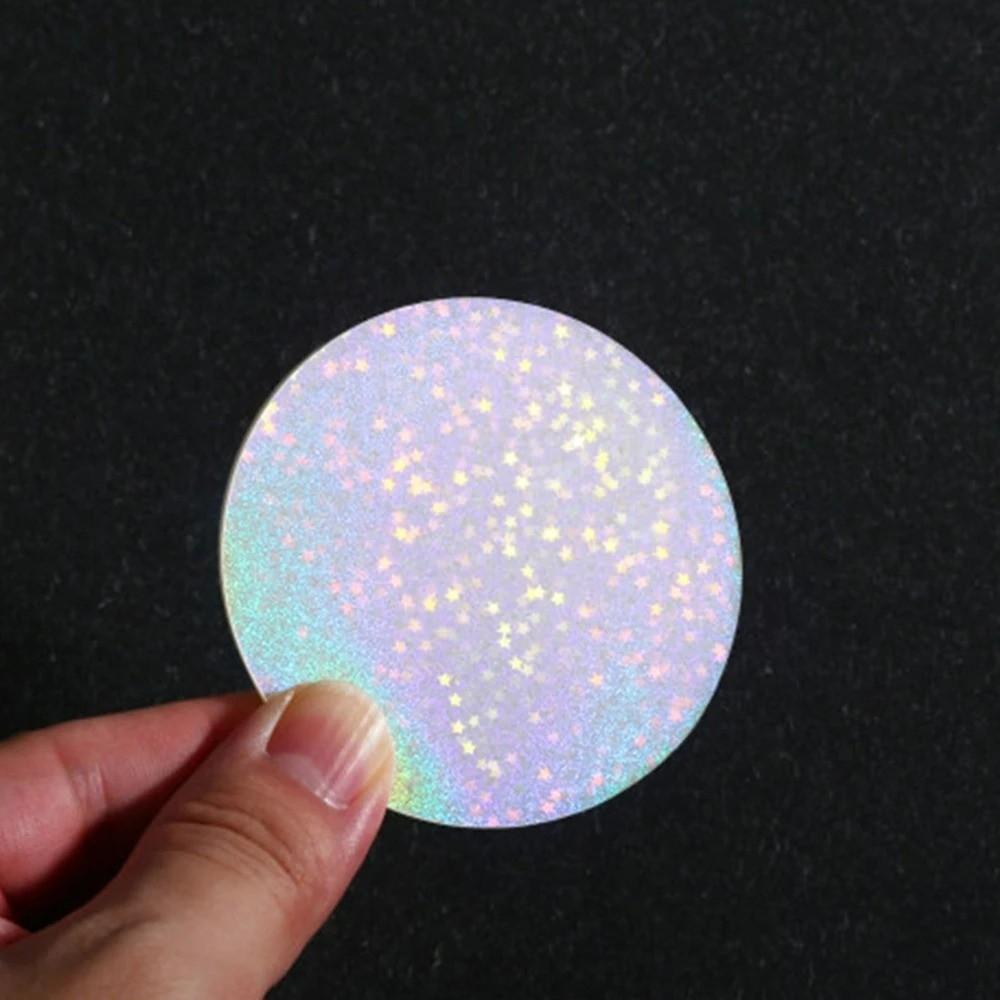 100 Pièces Couvertures de Badges Rondes Film Laser Motif Étoile PVC Transparent Film pour Badges Multiples Styles Fabrication DIY