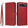 For iPhone 17 Air Case Flip Stand Calf Texture PU Leather Wallet Phone Cover with Strap