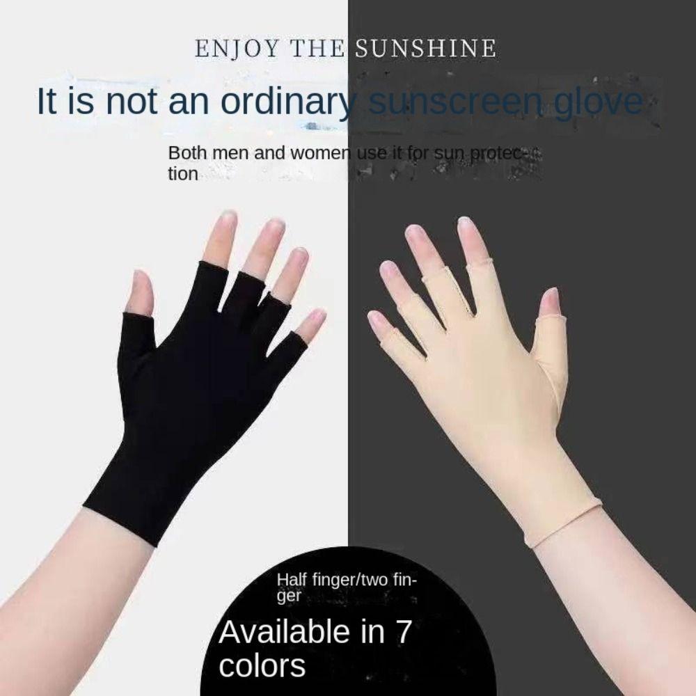 1 Pair Spandex Women Sun Protection Gloves Semi-finger Half Finger Gloves Outdoor