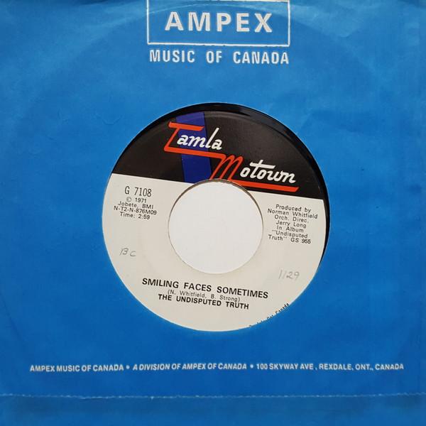 

7inch Record UNDISPUTED TRUTH - Smiling Faces Sometimes / You Got T G7108 Tamla Motown 1971 Canada Soul/Funk Used