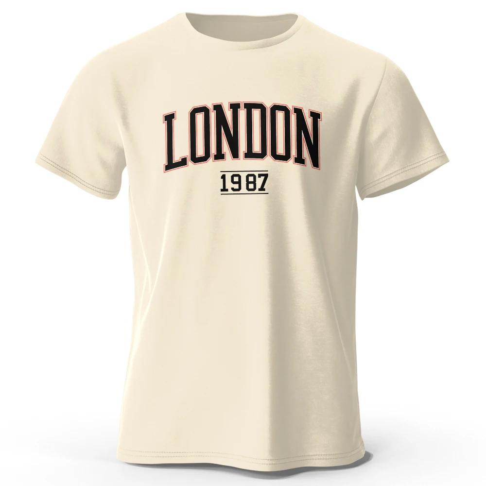 Mens London 1987 Vintage Tshirt Sport 100 Cotton Print Oversized Tees for Men Women Sportswear Tops