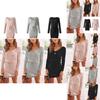 Cozy Deep V-neck Womens Knitted Jumper Sweater Dress For Autumn And Winter