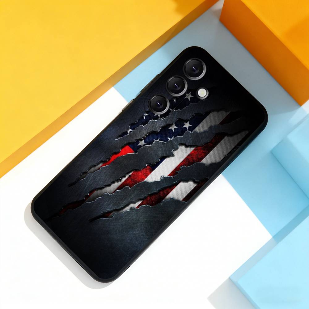 America USA Flag Cool For Samsung Galaxy A 73,72,51,53,52,71,22,5G,Note,J7,8,9 Soft Black Cover Phone Case