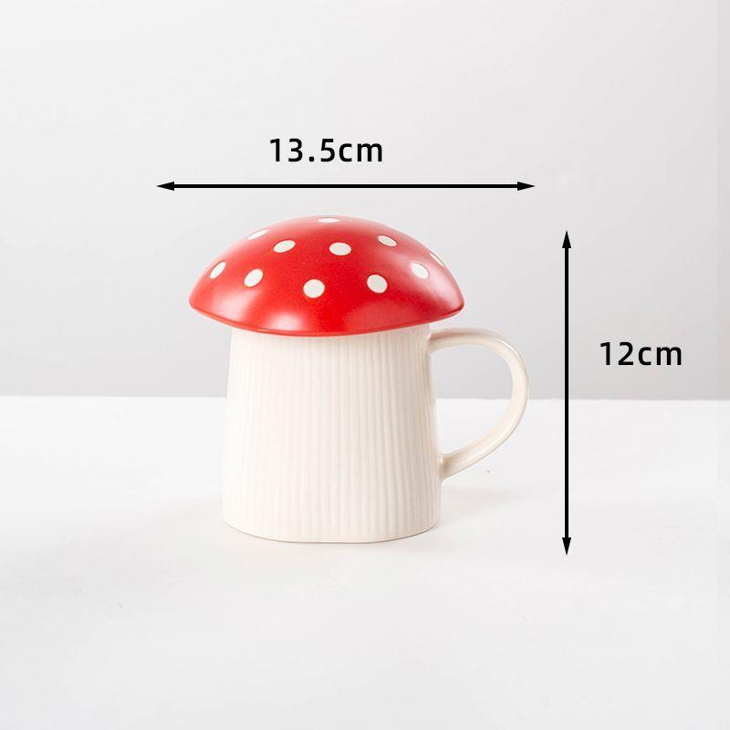 European Ceramic Strawberry Mushroom Coffee Cup with Lid Creative Cartoon Ceramic Mug Exquisite Afternoon Tea Latte Coffee Mug