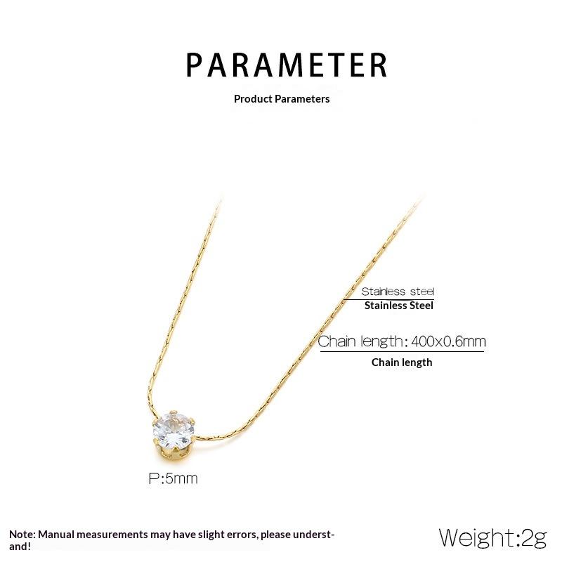 Minimalist Stainless Steel Heart Round Classic Zircon Charm Anti Tarnish Chain Necklace For Women Jewelry