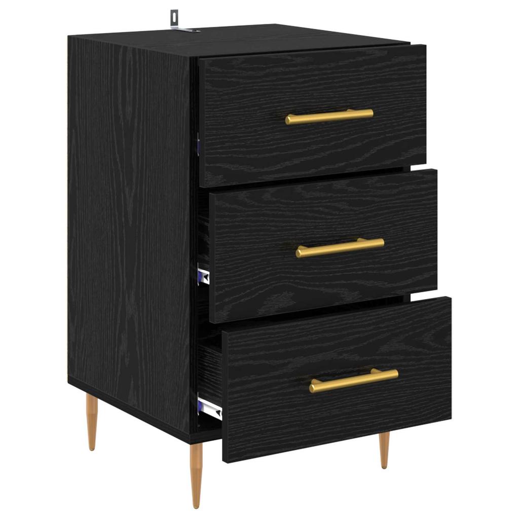 Nightstand Black Oak Effect 40 X 40 X 66 Cm Engineered Wood