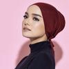 Solid Color Muslim Turban Hat Elastic Drawstring Islamic Underscarf Base Hat  Muslim Women