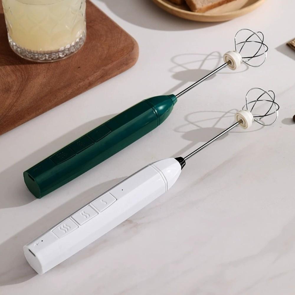 USB Rechargeable Electric Milk Frother 3 Gear Speed Egg Beater Blender Foam Mixer  Cream