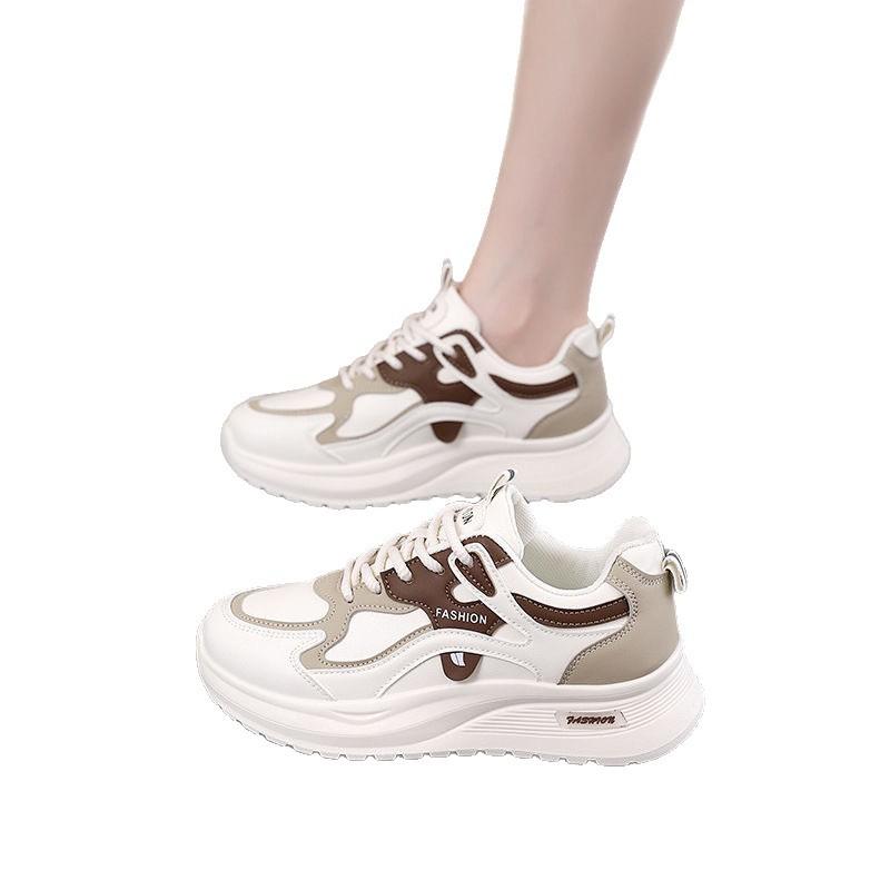 Retro platform leather sneakers 22 autumn new lace-up running shoes college style casual shoes