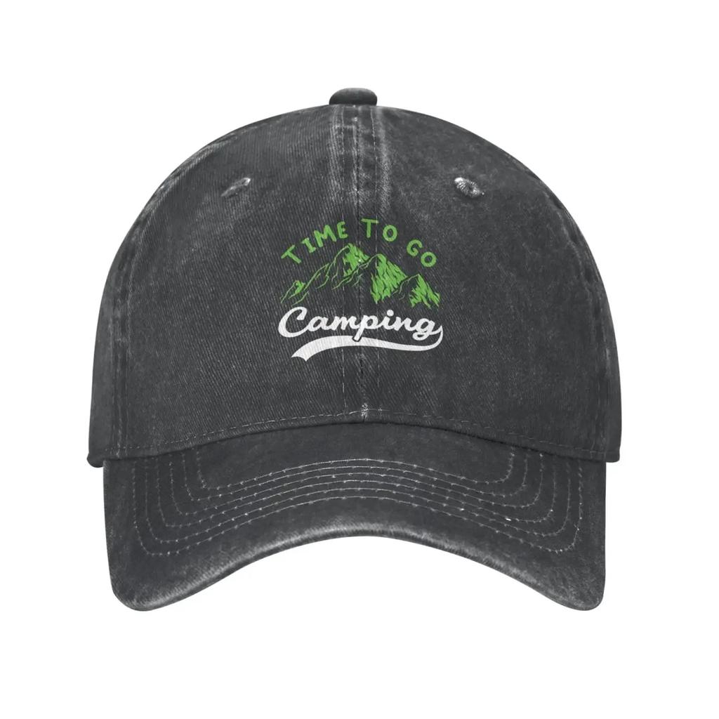 Time to Go Camping Baseball Cap for Men Women Hat Vintage Cowboy Hats Adjustable Trucker Caps Black