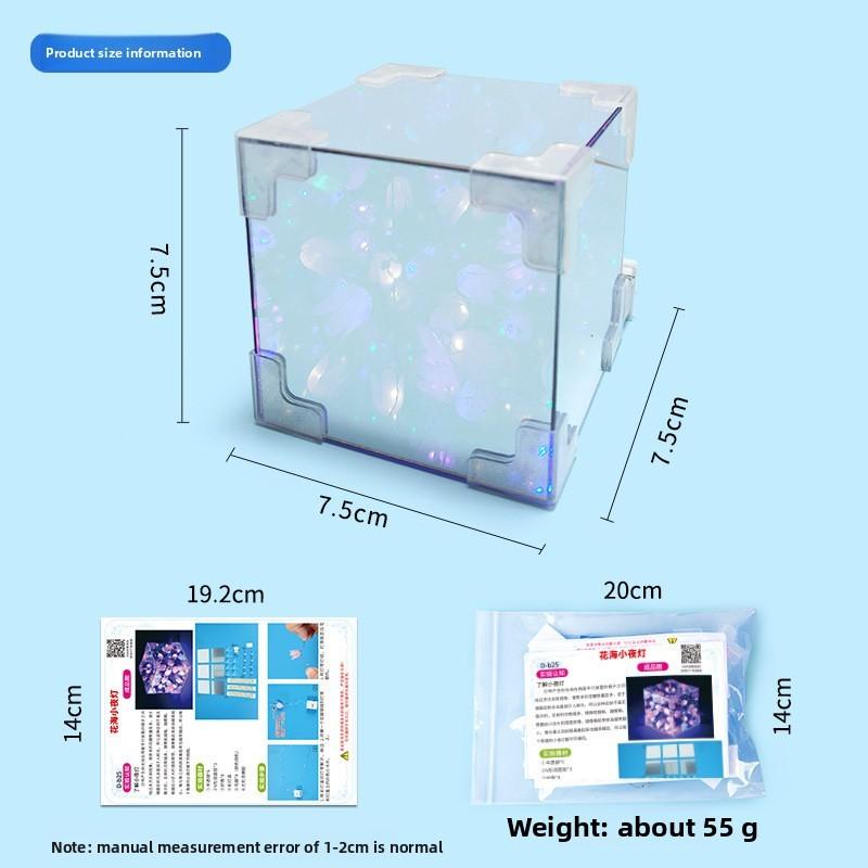 Handgefertigter Montage-Spiegel Tulpenblumenmeer Würfel-Nachtlicht Puzzle-Spielzeug-Set Für Gehirnentwicklung