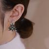 New Trendy Rhinestone Christmas Tree Earrings for Women Exquisite Zircon Xmas Tree Drop Earring Girls New Year Festival Jewelry