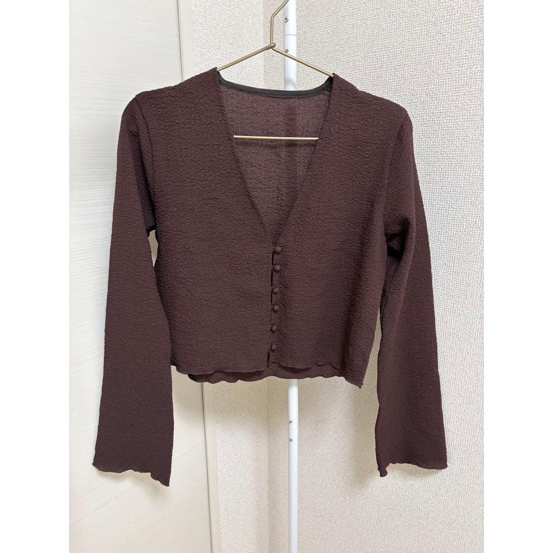 SLOBE IENA PE Ruched V-Neck Short Cardigan