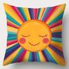 4Pcs Set, Sofa Pillow Case, Cartoon Sun And Cactus Pillow Case,45X45Cm, Single-Sided Print, Home Decoration, Sofa Waist Pi