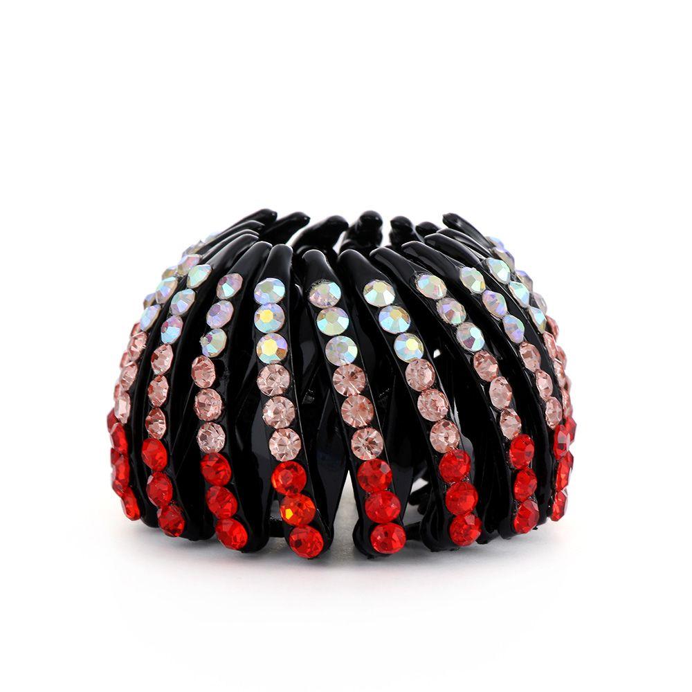 Hair Headwear Rhinestone Hair Fold Wrap Crystal Hair Bun Maker Bird Nest Hair Claw Ponytail Clamps